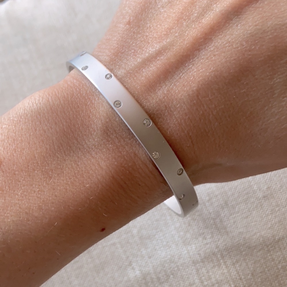 Swarovski crystal silver tone bangle bracelet